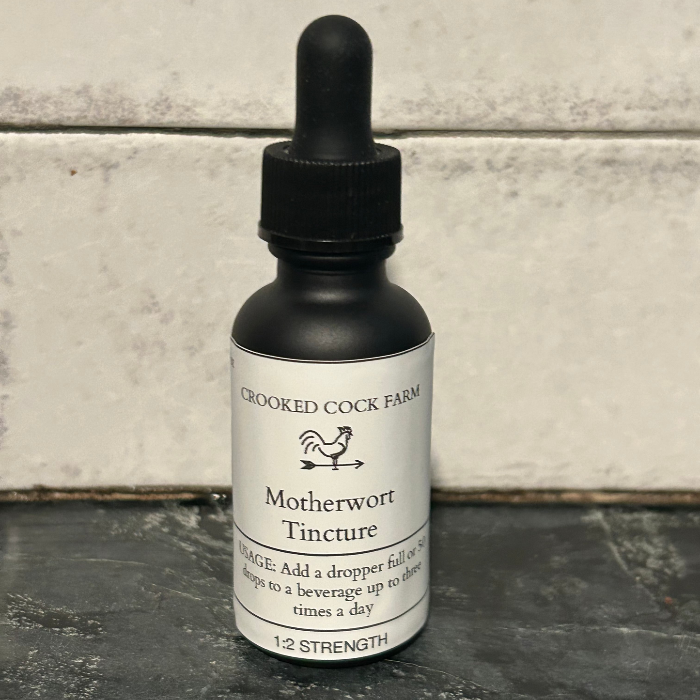 Bottle of Motherwort Tincture from Crooked Cock Farm
